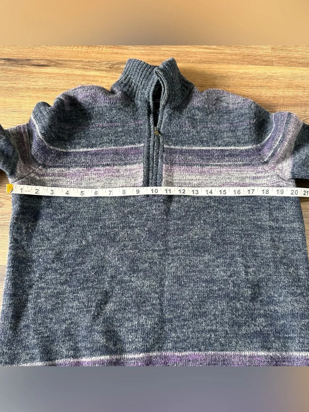 Banana Republic Merino Wool 1/4 Zip Sweater Men Large Purple Fair Isle Preppy